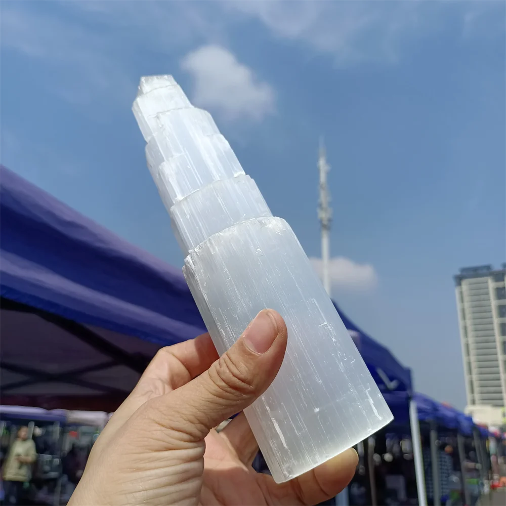 

Natural Selenite Wand, White Plaster Pillar, Quartz Crystal Mineral Specimen, Healing Stone, Home Office Degaussing Decoration