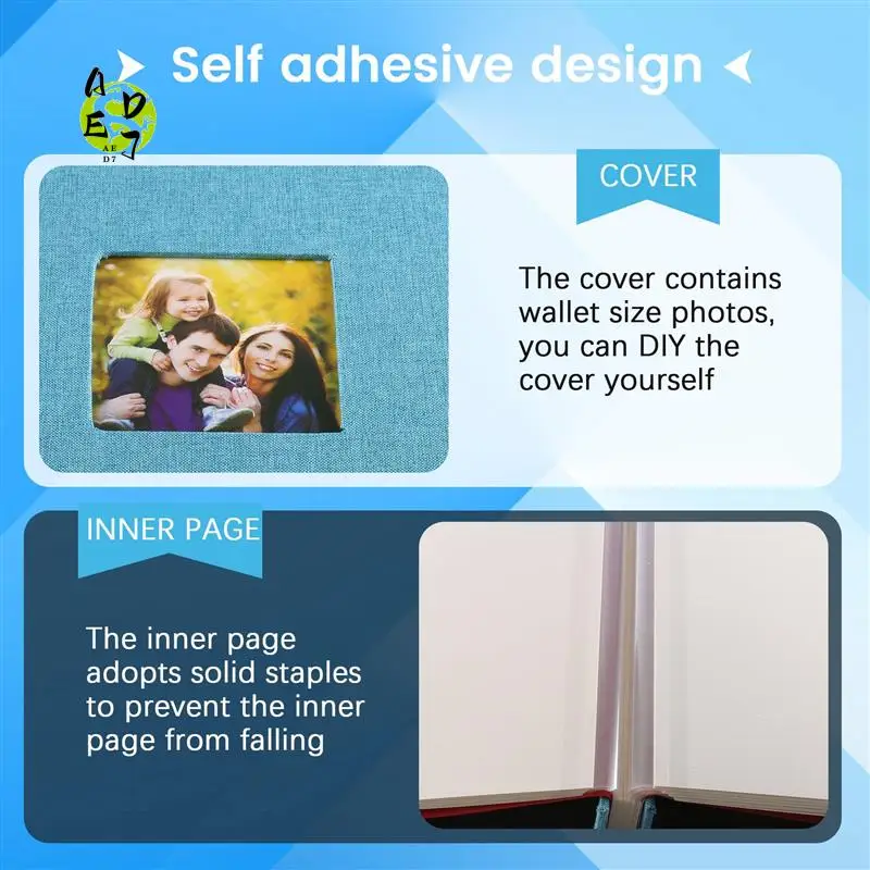 

AED7-Photo Album Self Adhesive Scrapbook For Wedding/Family/Lovers Linen Cover DIY Gift For Valentines Day Mothers