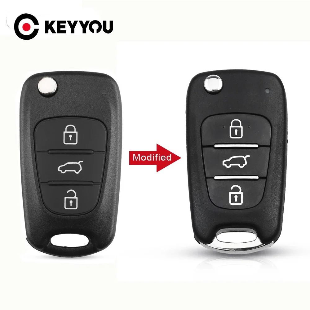 KEYYOU Control Modified Filp Remote Car Key Shell Case Fob For Hyundai I30 IX35 Avante For Kia K2 K5 Sorento Sportage 3 Buttons