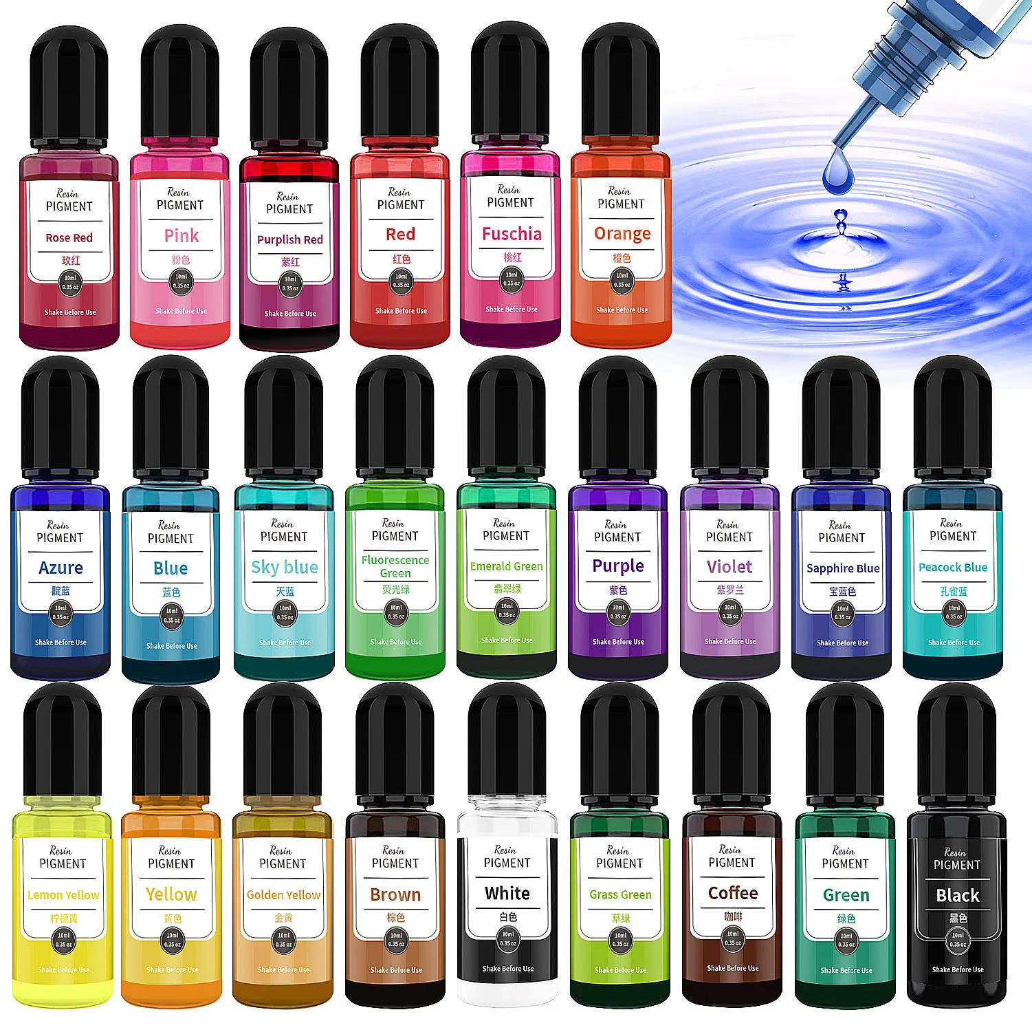 24/30 Colors Set 10ml Epoxy Resin Pigment Art Ink Alcohol Liquid Colorant Dye Ink Diffusion For Epoxy Resin DIY Jewelry Making