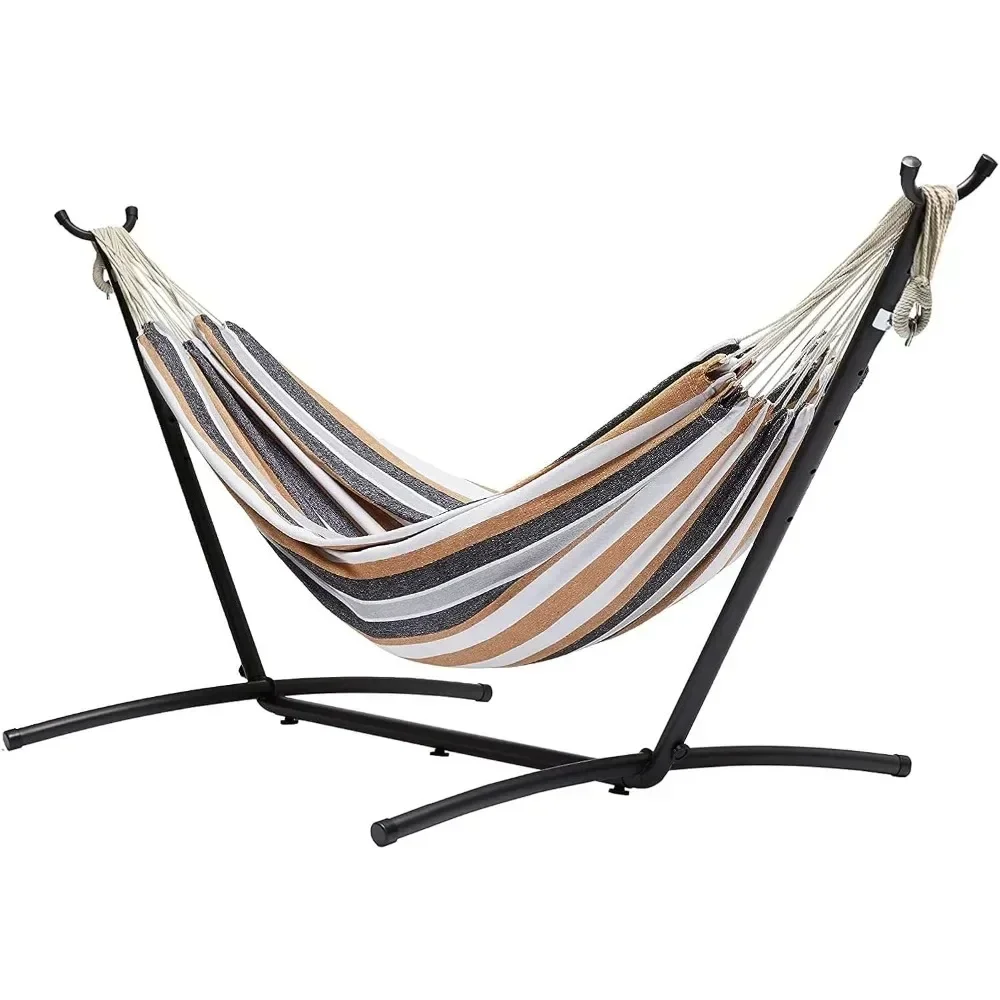 

Double Hammock with 9-Foot Space Saving Steel Stand and Carrying Case, 470lb Capacity, Multicolor, 118 x 46 x 39 inches