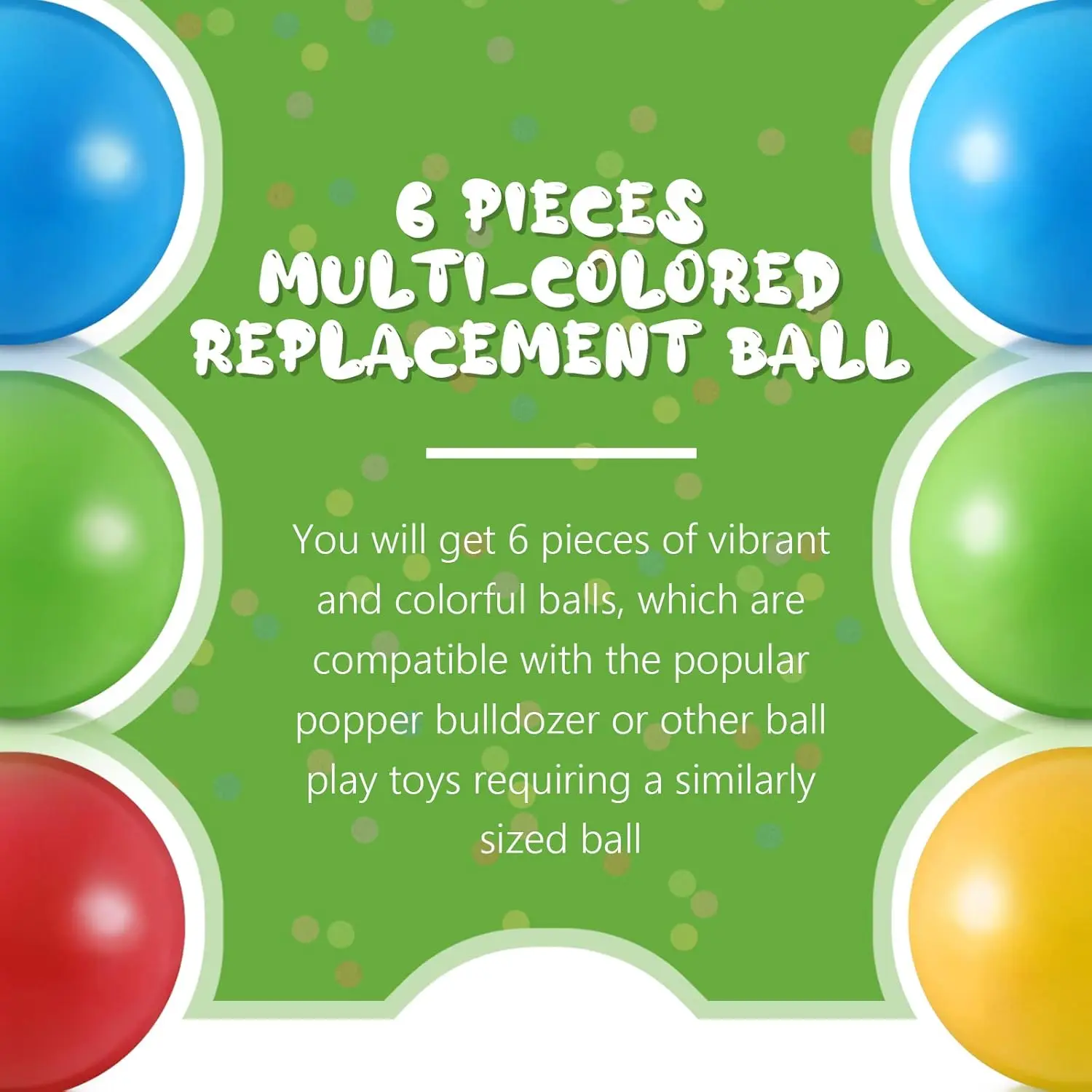 Boules de remplacement en plastique multicolores, 6 pièces, petites boules de jouet Popper pour Bulldozer, 1.75 pouces, souples, anti-écrasement, remplies d'air, Ocean Pi