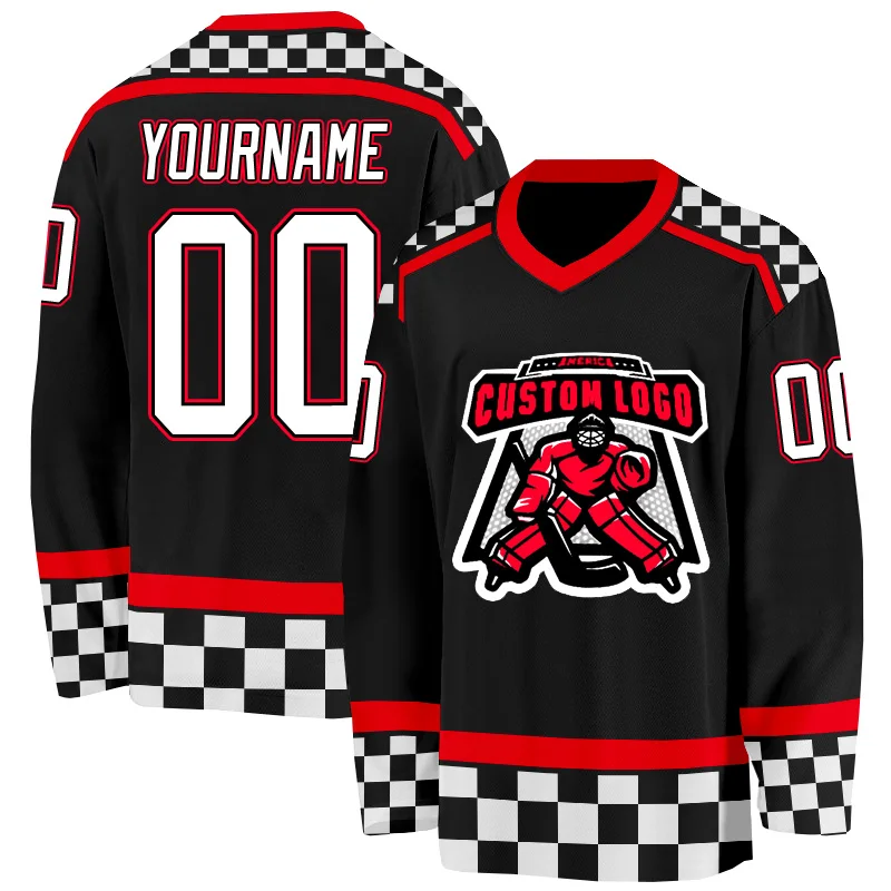 

Personalized Plaid Hockey Jersey Custom You Name Number Women Men Hockey Jersey Competition Training Jerseys