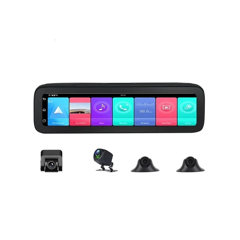 360 degrees 4 Cameras 4G Android 9.0 Car Dash Cam GPS Navigation HD 720P Video Recorder Dashboard DVR WiFi App Remote Monitoring