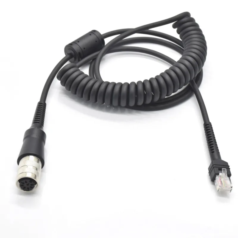 Handheld Scanner Gun Circular C091D-8P Female M16 Plug Molded To RJ45 Connector With Spring Wire