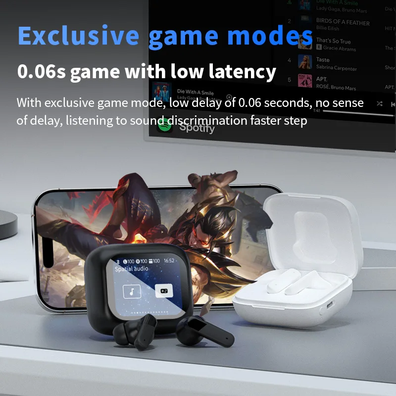 134 Languages AI Translation Bluetooth Earbuds LCD Touch Screen Wireless Earphone Long Battery Life for Business Travel Daily