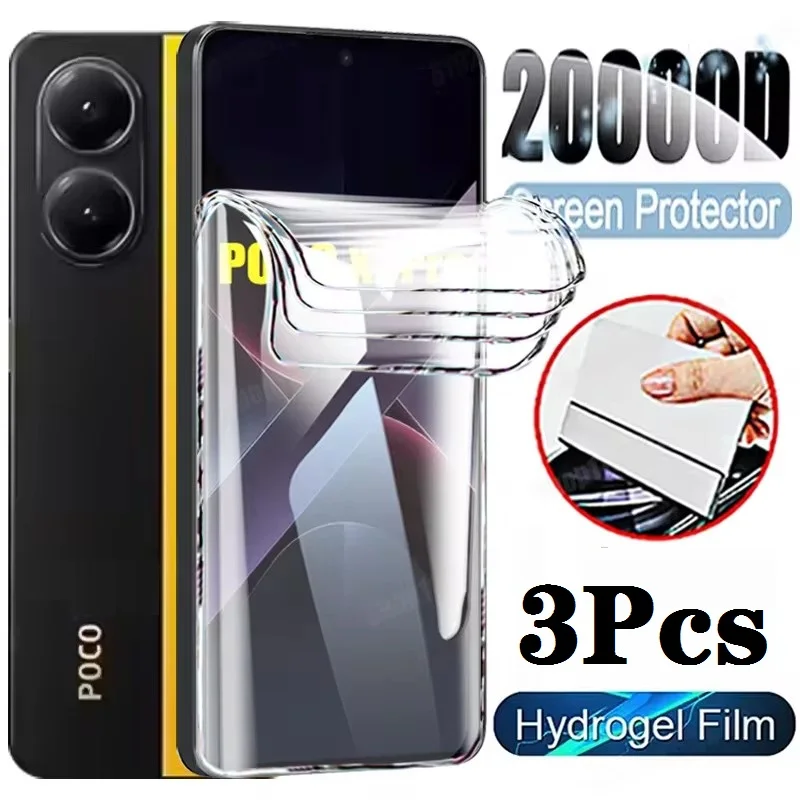 3 pçs filme de hidrogel para xiaomi poco x7 pro x6 x5 x4 gt x3 nfc m6 m7 f7 ultra f6 f5 c65 c75 protetor de tela