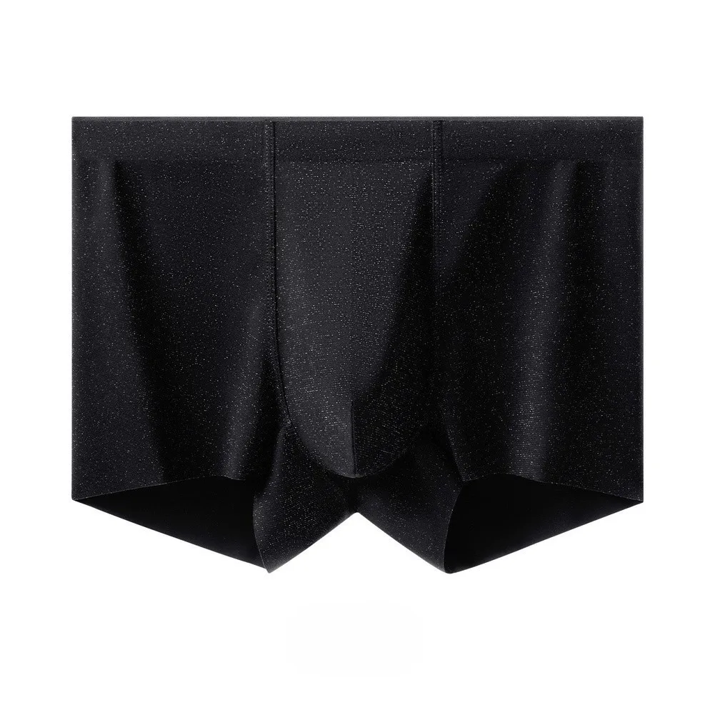 Men\\\'s Seamless Glitter Trunks Underwear - Bulge Pouch Boxer Shorts for Men - Gray Black Burgundy Navy Blue L to 4XL
