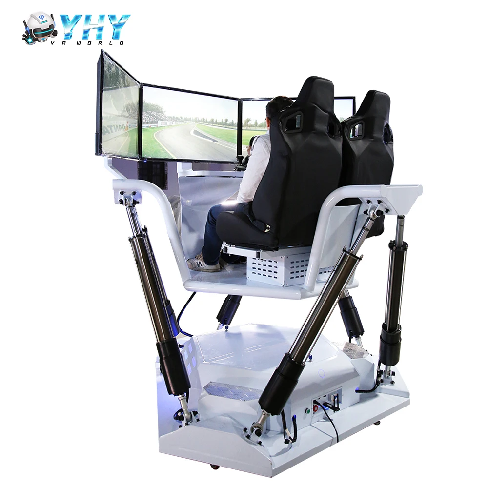 2 Players Cockpit Three Screens Six Dof Motion Chairs F1 Driving 9D Simulator Car Racing Game Machine