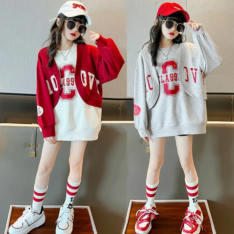 

Hoodies & Sweatshirts Autumn Winter Teenager Kids Girl Children Set Clothes Hooded Tracksuit Sweatshirt 5 6 7 8 9 10 11 12 Year