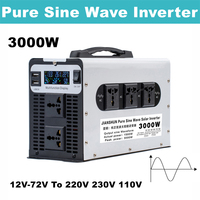 Pure Sine Wave Inverter 3000w Power DC 12V 24V 48V 60V 72V To AC 110V 220V Voltage 50/60HZ Converter Solar Car Inverter With LED