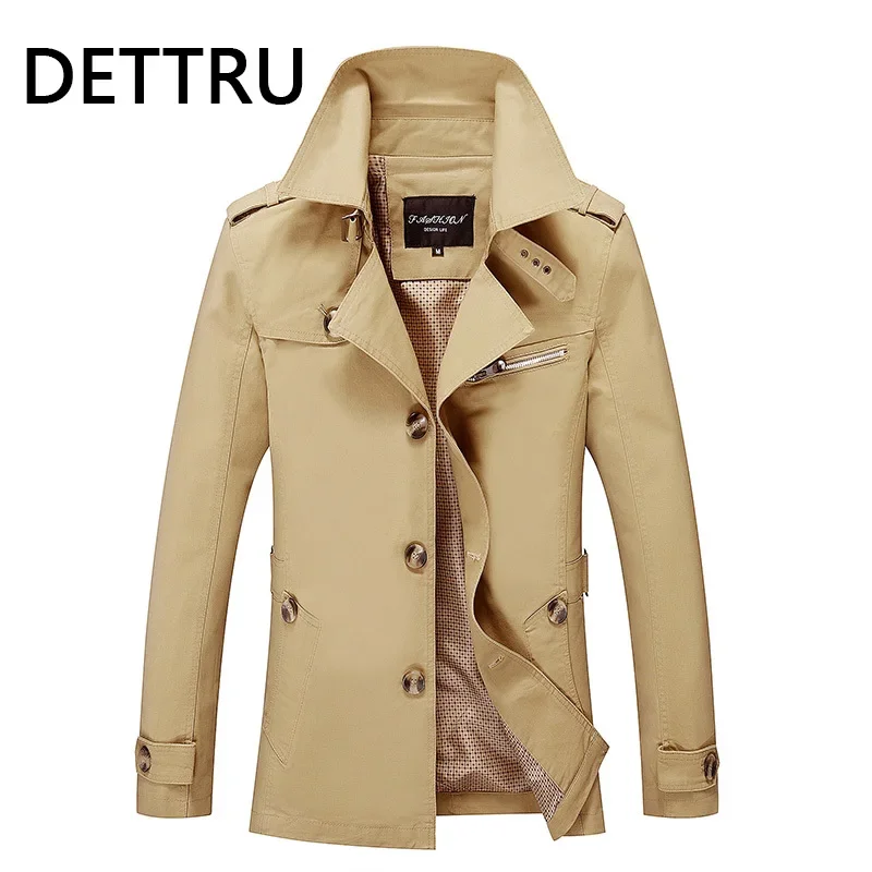 Oversized Trench Coat Men WindBreaker Oversized Solid Purer Cotton Casual Jacket Men Clothing Pull Homme Outerwear Coats 5XL