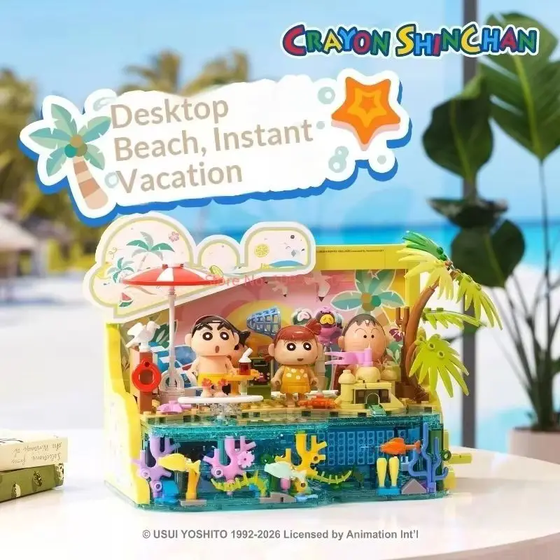 

Набор строительных блоков Crayon Shinchan Kasukabe Voyage Ship с подсветкой, декоративная коллекционная игрушка, украшение для рабочего стола, подарок для подростков и взрослых