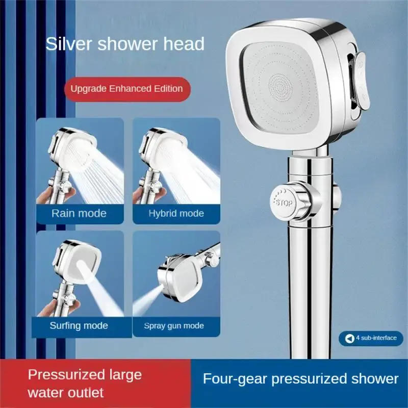 หัวฉีดกรอง Square One-Key Water Stop ก๊อกน้ําฝักบัว Multi-เกียร์ปรับหัวฝักบัวอุปกรณ์ห้องน้ําสเปรย์