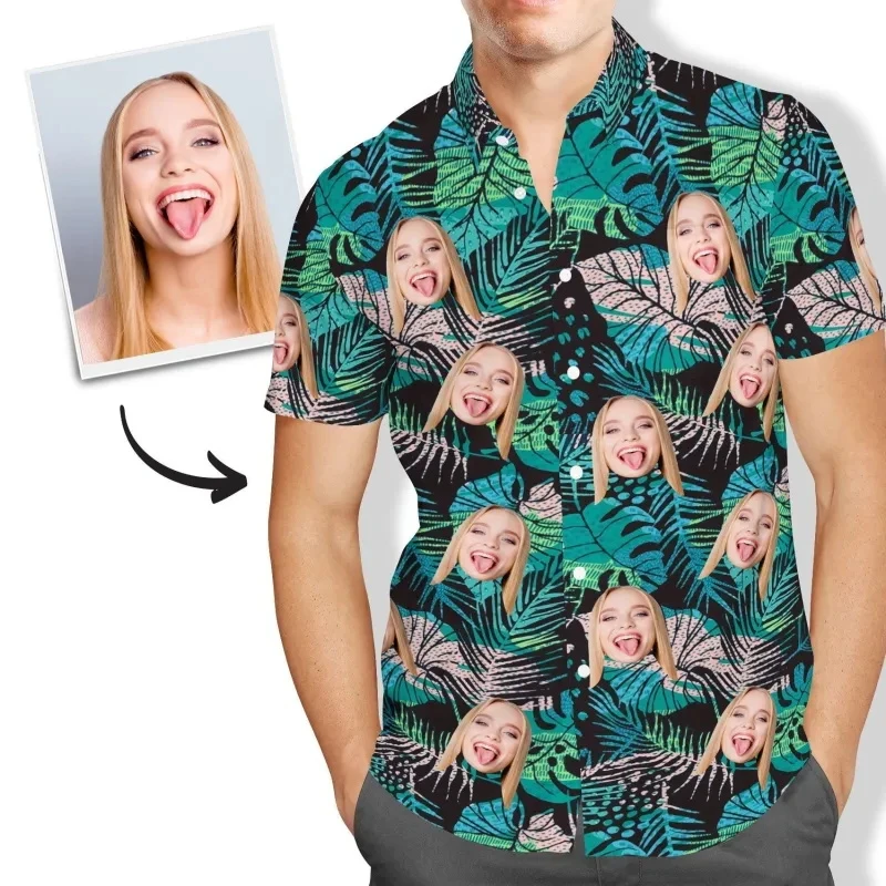 New Unisex Hawaiian Shirts Custom 3d Diy Print Button Up Shirt Short Sleeve Sleeve Funny Hawaii Shirt Tops Mens Designer Clothes