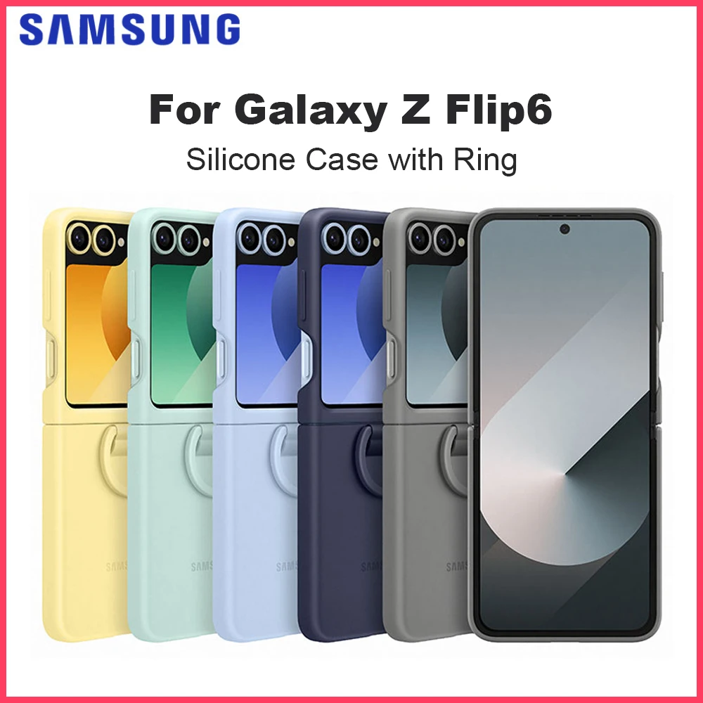 

Оригинальный силиконовый чехол для Samsung Galaxy Z Flip6 с кольцом для Galaxy Z Flip6 Z Flip7 FE, силиконовый защитный чехол, противоударный