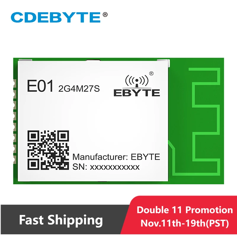 

NRF24L01P беспроводной модуль CDEBYTE E01-2G4M27S 2,4 ГГц внутренняя PA LNA 27dbm 2200m PCB Бортовая антенна SMD беспроводной модуль