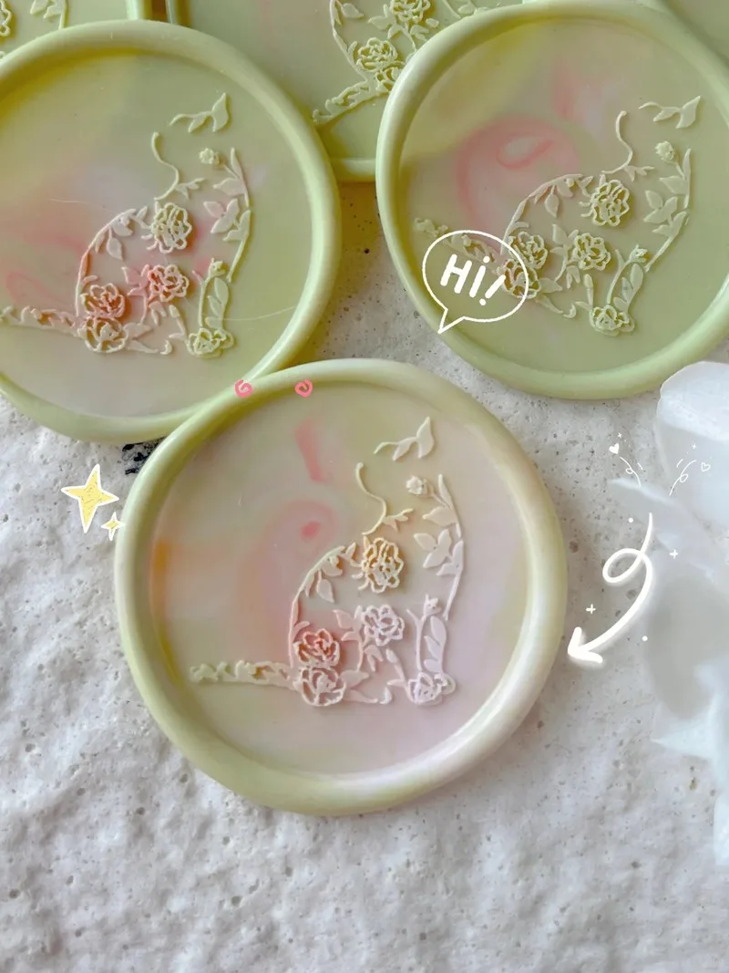 Nieuwe 25mm Lakzegel Stempel Leuke Bloem Kat Reliëf Afdichting Messing Hoofd 3D Fire Verf Seal DIY Envelop plakboek Zegellak