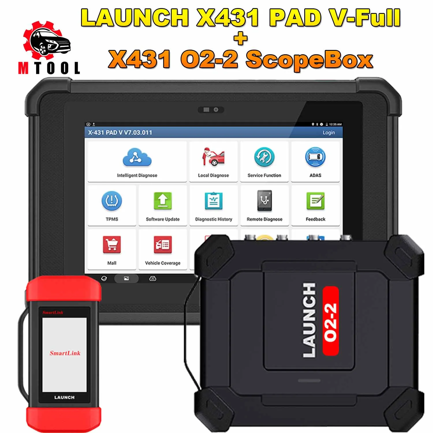 LAUNCH X431 PAD V & O2-2 Oscilloscope Scopebox Car Diagnostic Tool J2534 CAN FD Online ECU Programming Coding Auto OBD 2 Scanner