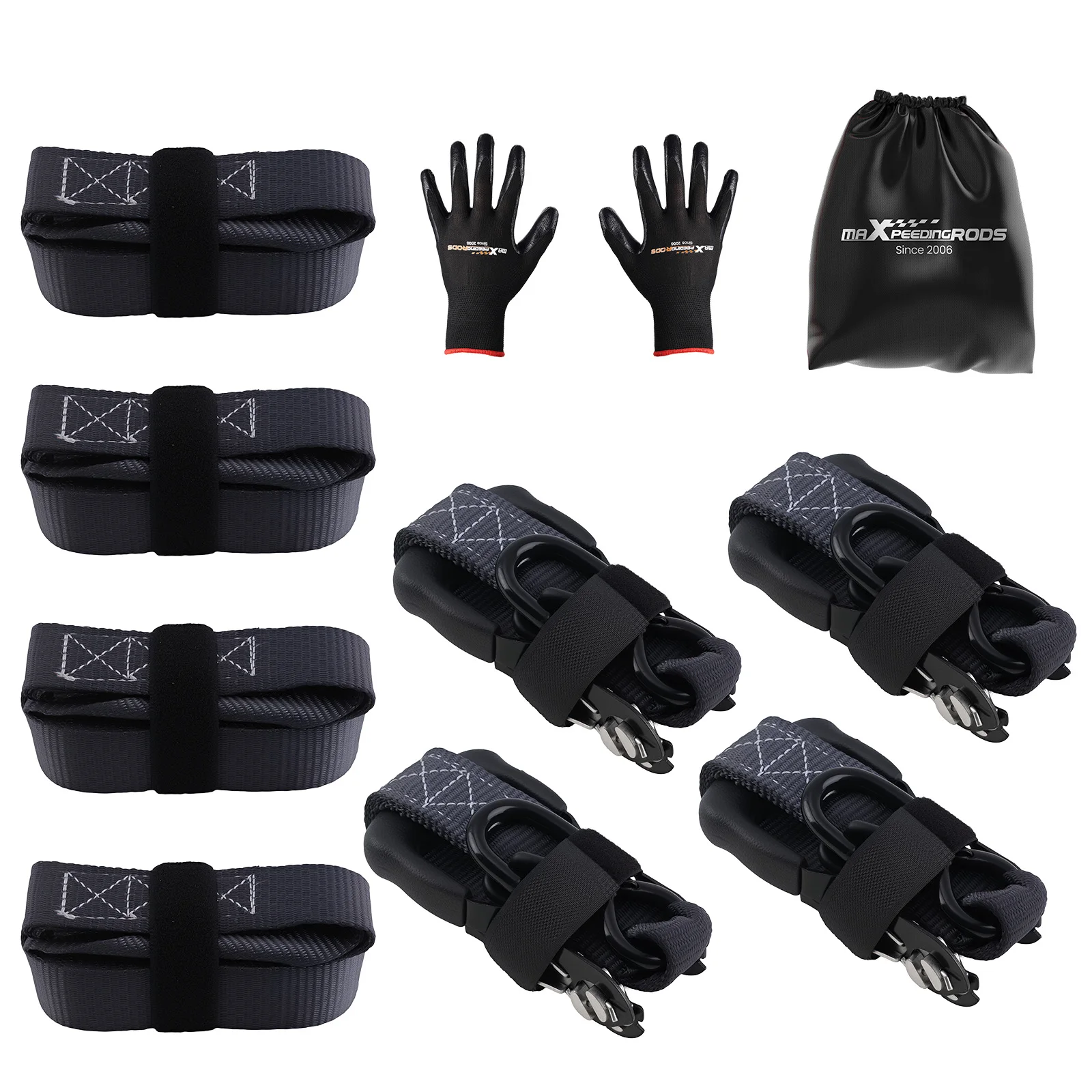 Heaty Duty Ratchet Tie Down Straps 1.5 inch x 15 ft 4400 lb for Truck Black