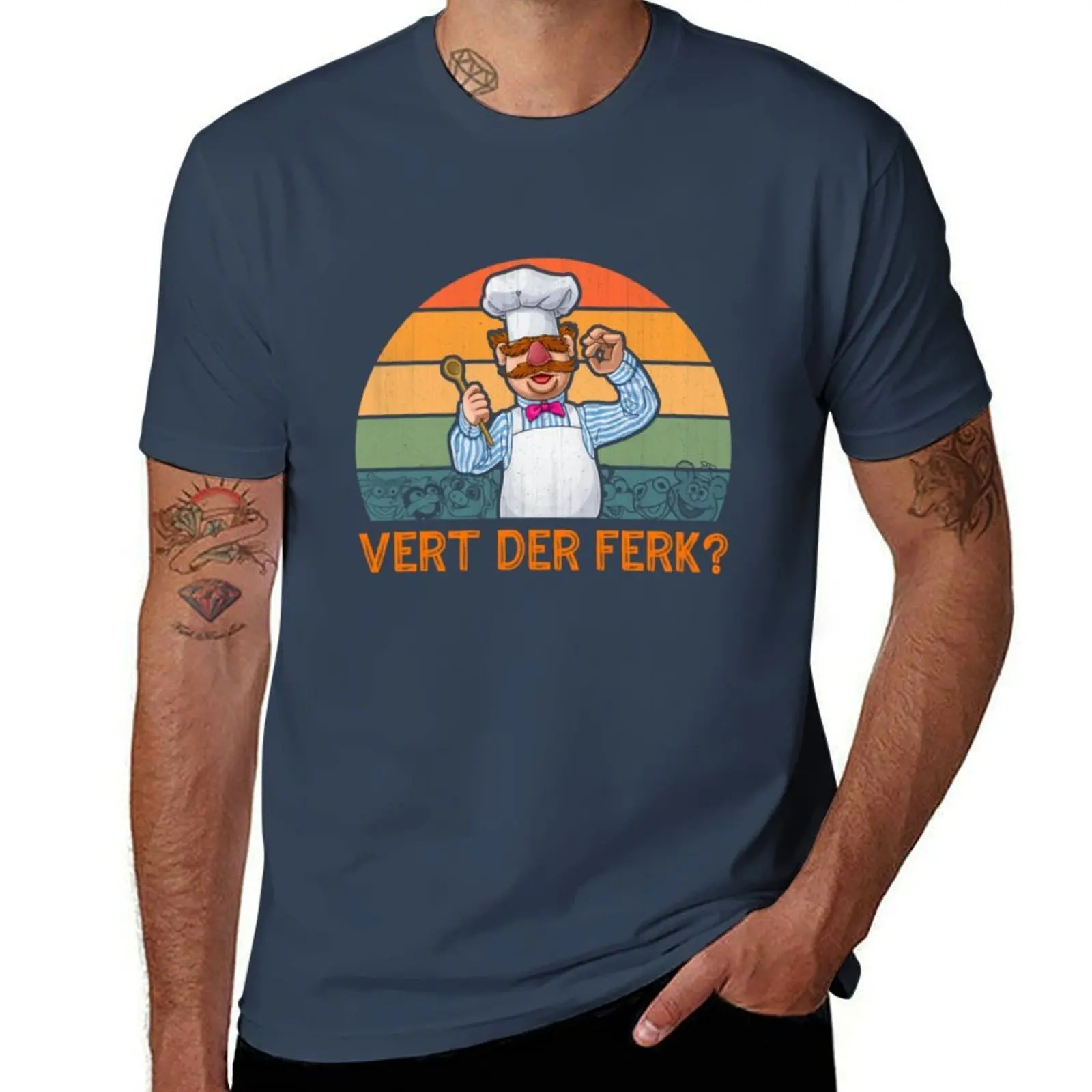 

Swedish Chef Knife Vert Der Ferk Vintage Gift T-Shirt man t shirt cotton high quality t shirts for man graphic vintage T-Shirt