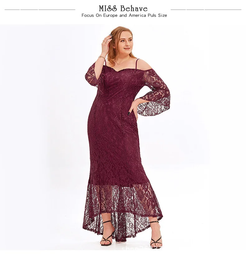 Plus Size Women Evening Dresses Elegant Lady Long Lace Splicing Party Dresses Fashion Casual Solid Color Large Size Halter Dress