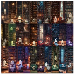 30 Pcs Ghost Reading at the Library Bookmark DIY for Scrapbooking &Page Dividers