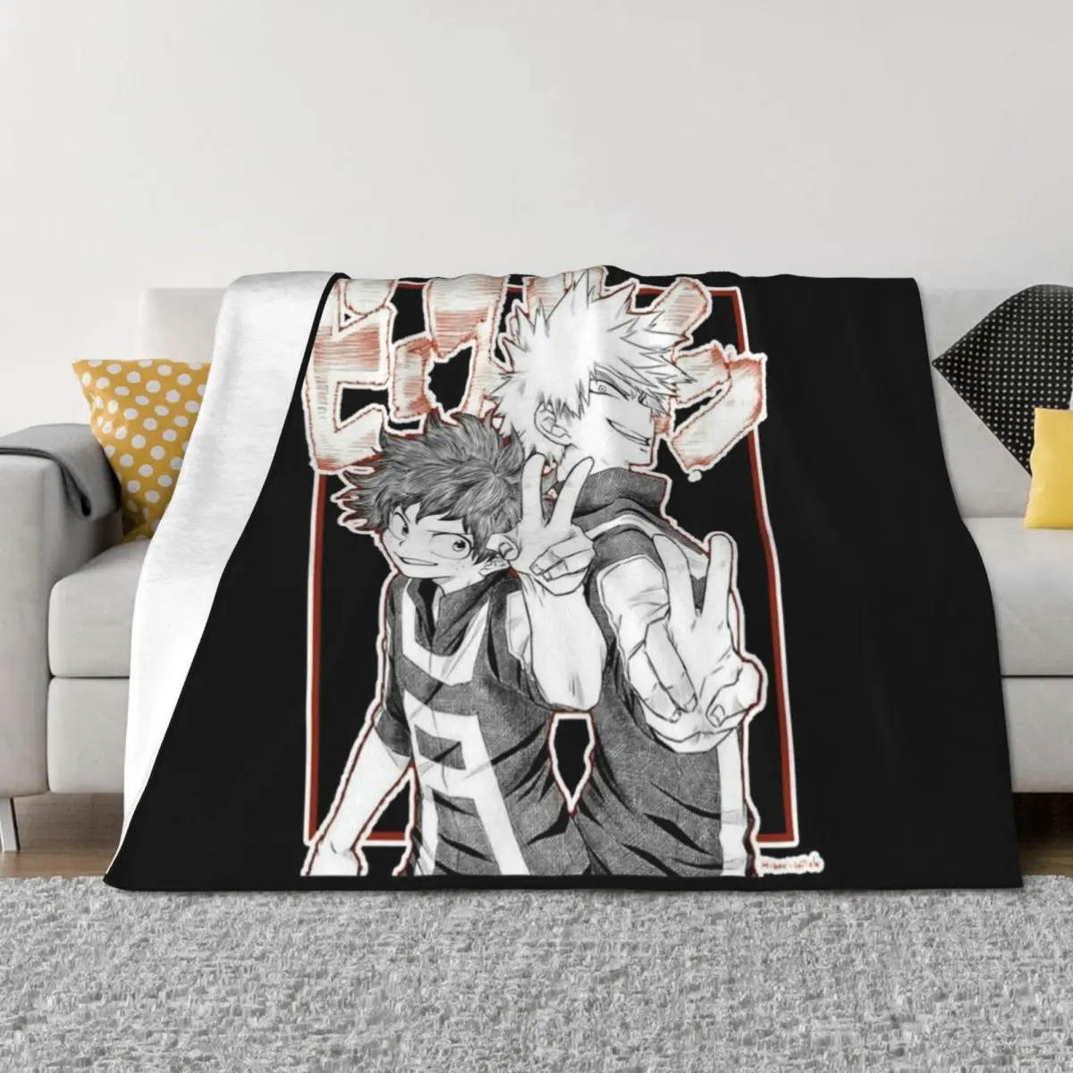 

izuku midoriya AND katsuki bakugou Throw Blanket for winter Cute Travel Flannel Blankets