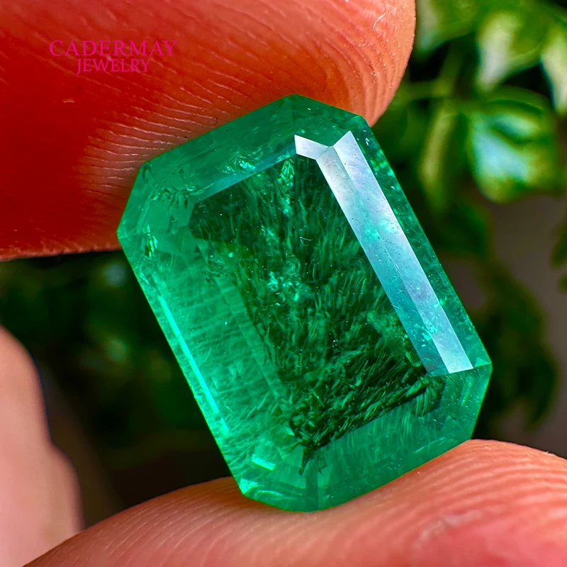 Cadermay Rectangle Emerlad Cut #2 Green Color Hydrothermal Lab Grown Emerald With Inculsions for Lab Emerald Jewelry Making