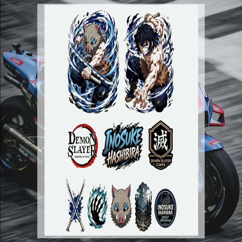 Car Stickers Reflective Anime Warrior Boar Mask Vinyl Decal Waterproof Die Cut Removable Durable for Helmet Auto Decor