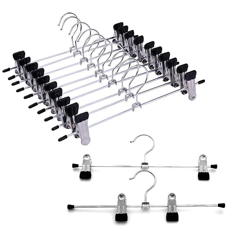 Colgadores de pantalones de metal, multiusos, ajustables, antideslizantes, con clip para pantalones, organizador de ropa, accesorios de almacenamiento para armarios del hogar, ZYF, 5-30 unidades
