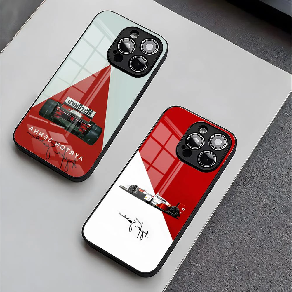 Ayrton Senna F1 Phone Case For iPhone 16 15 14 13 12 Mini 11 Pro XS Max XR X SE 2022 8 Plus Glass Silicone Cover