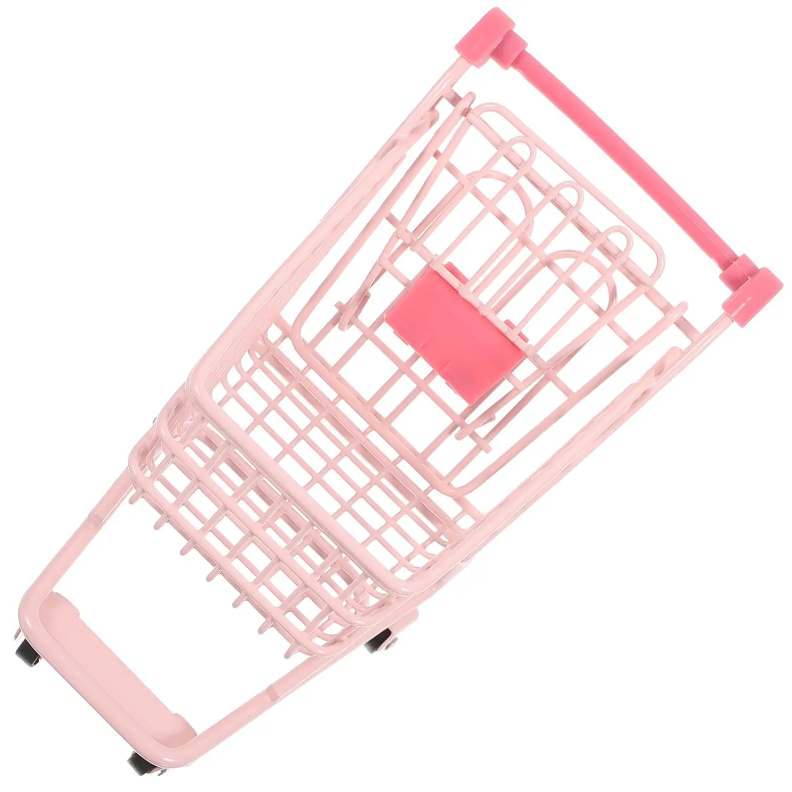 Pink Grocery Basket Mini Shopping Cart Home Decorative Storage Baskets Household Sundries ganizer Pretend Miniature