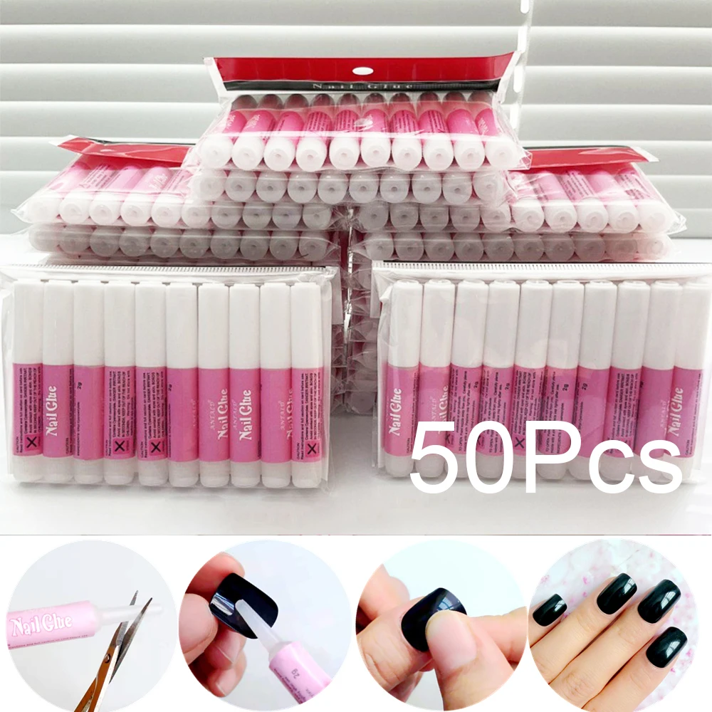 50/10Pcs Nail Glue For False Nail Tips Rhinestones Mini Beauty Nail Glue，UV Acrylic Rhinestones/False Nails Glue Manicure Tools