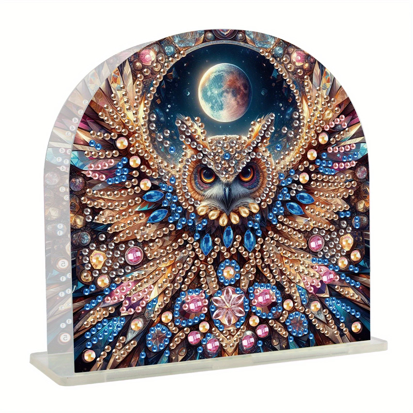 Diamond Art Painting Kits Napkin Holder,DIY Special Shaped Diamond Fierce owl Acrylic Napkin Holder Table Top Decoration Gifts