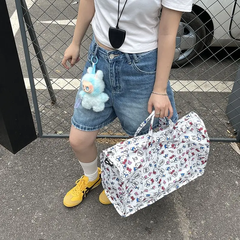

Kawaii Hello Kitty Pochacco Sanrio Cute Cartoon Large Capacity Handbag Student Travel Bags Fitness Bag Gift for Girls
