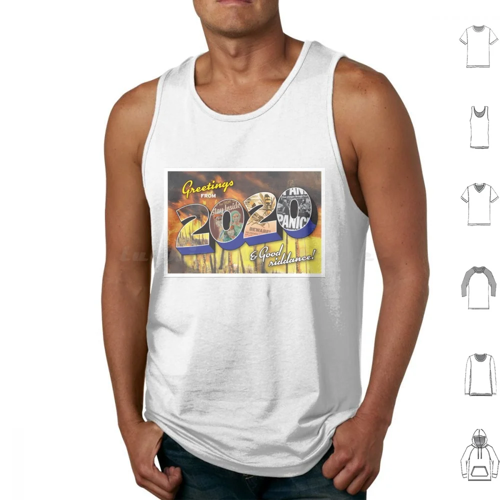 Greetings From 2020 Tank Tops Vest Sleeveless 2020 Apocalypse Wild Fires Australia Murder Hornets Stock Market Dow Jones 19