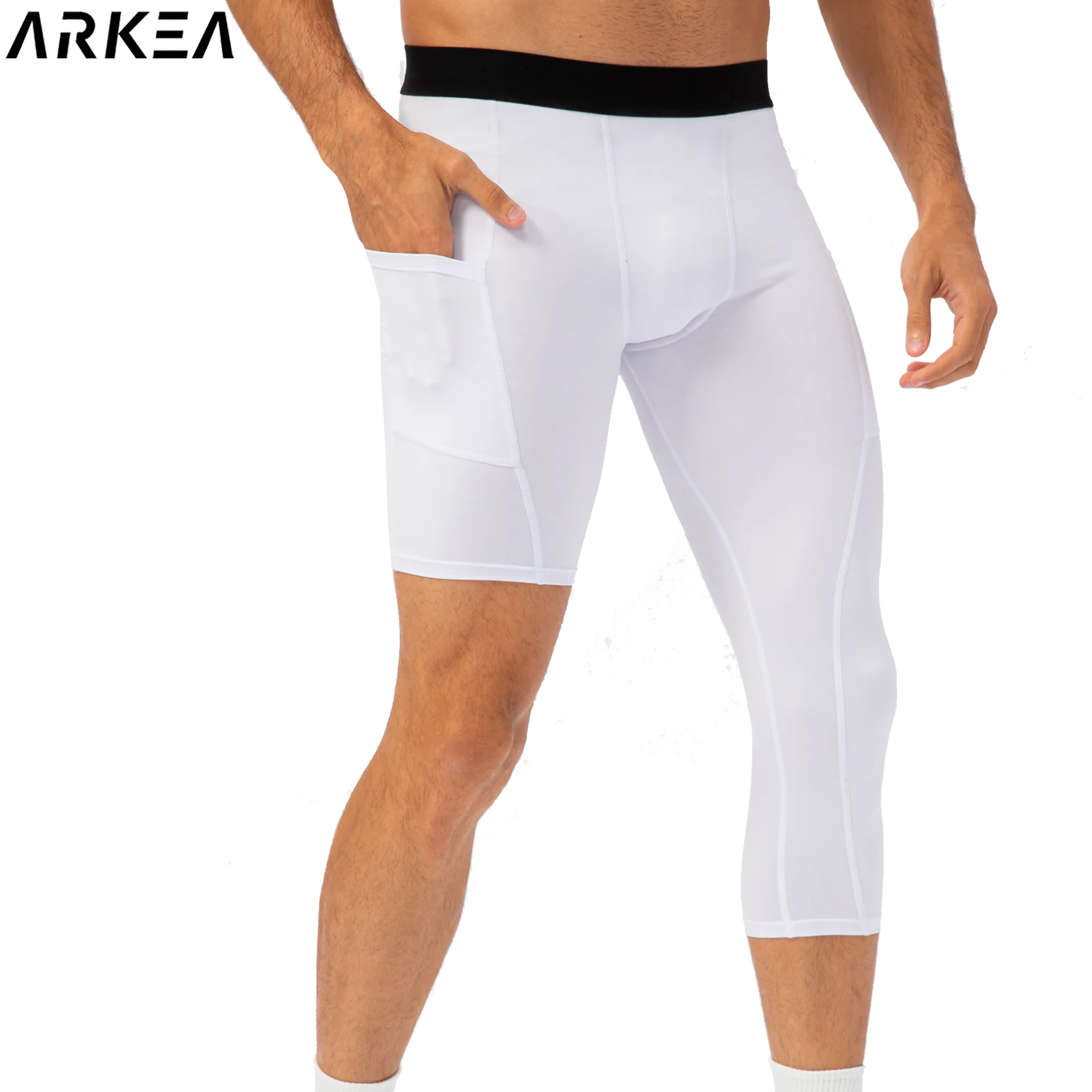 

One Leg Compression Tights Pants Stretch Athletic Base Layer Tights Sport Running Trousers Fitness Training mens leggings gym