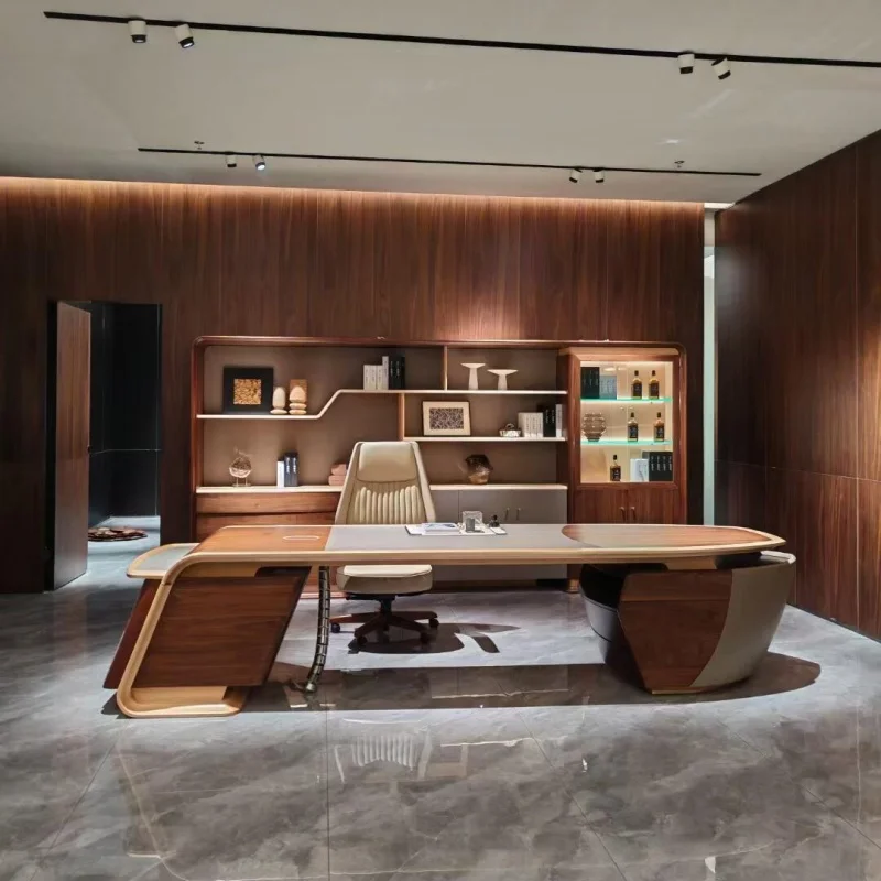 

White Desktop Executive Office Desk Wooden Brown Modern Study Computer Desk Standing Adjustable Bureau Tafel Work Station Table