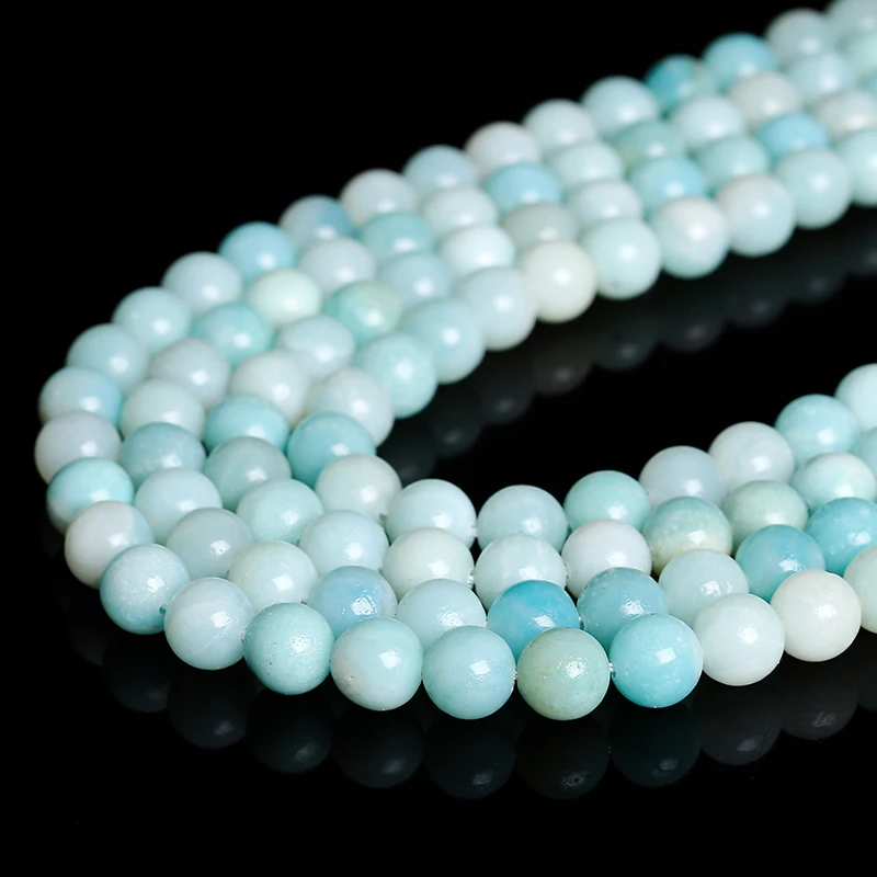 Genuine Natural Amazonite Stone Bead High Quality Loose Spacer 4 6 8 10MM For Jewelry Making Diy Necklace Bracelet Accessory