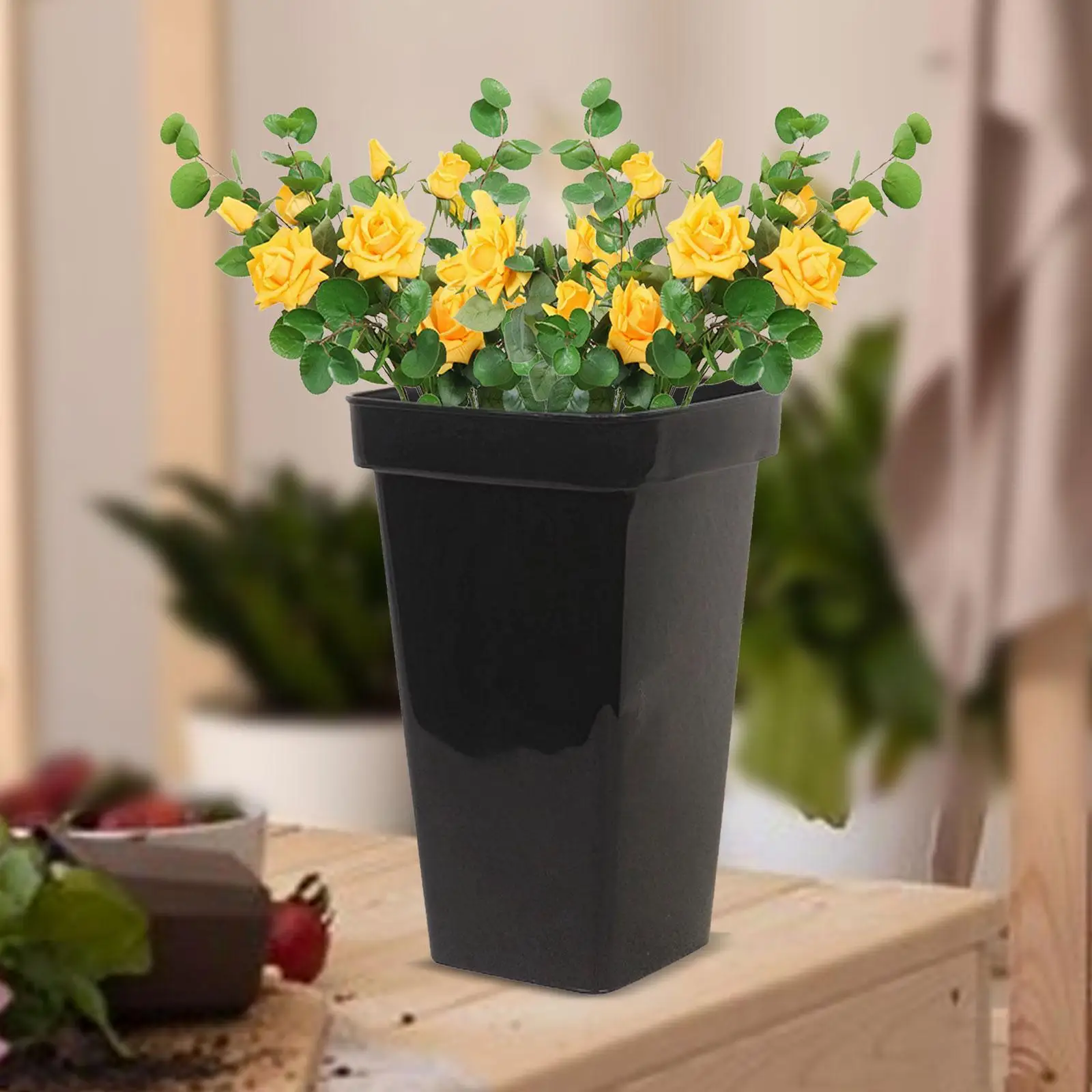 PP Floral Bucket Square Vase Flower Holder Accessory Versatile Lightweight for DIY Room Decoration Flower Container