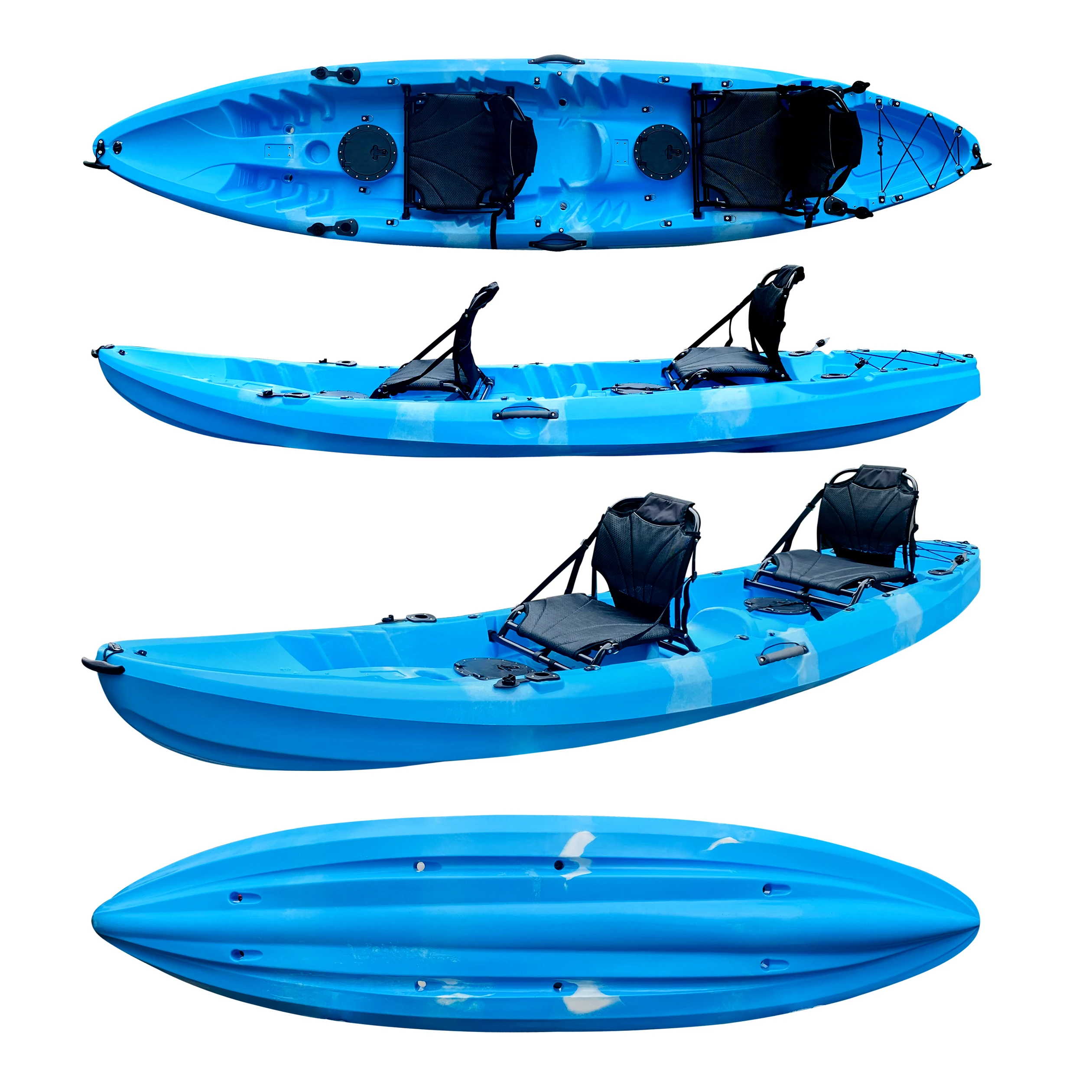 Manufacturer no inflatable 12ft sit on top double 2 person tandem recreational fishing kayak for sale