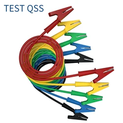 QSS-Pinzas de cocodrilo duales, 1M, 5 piezas, cables de prueba, Cable de alambre con chaqueta completa, aisladores, Clips de prueba, Cable de cobre Flexible Q.70036QHT