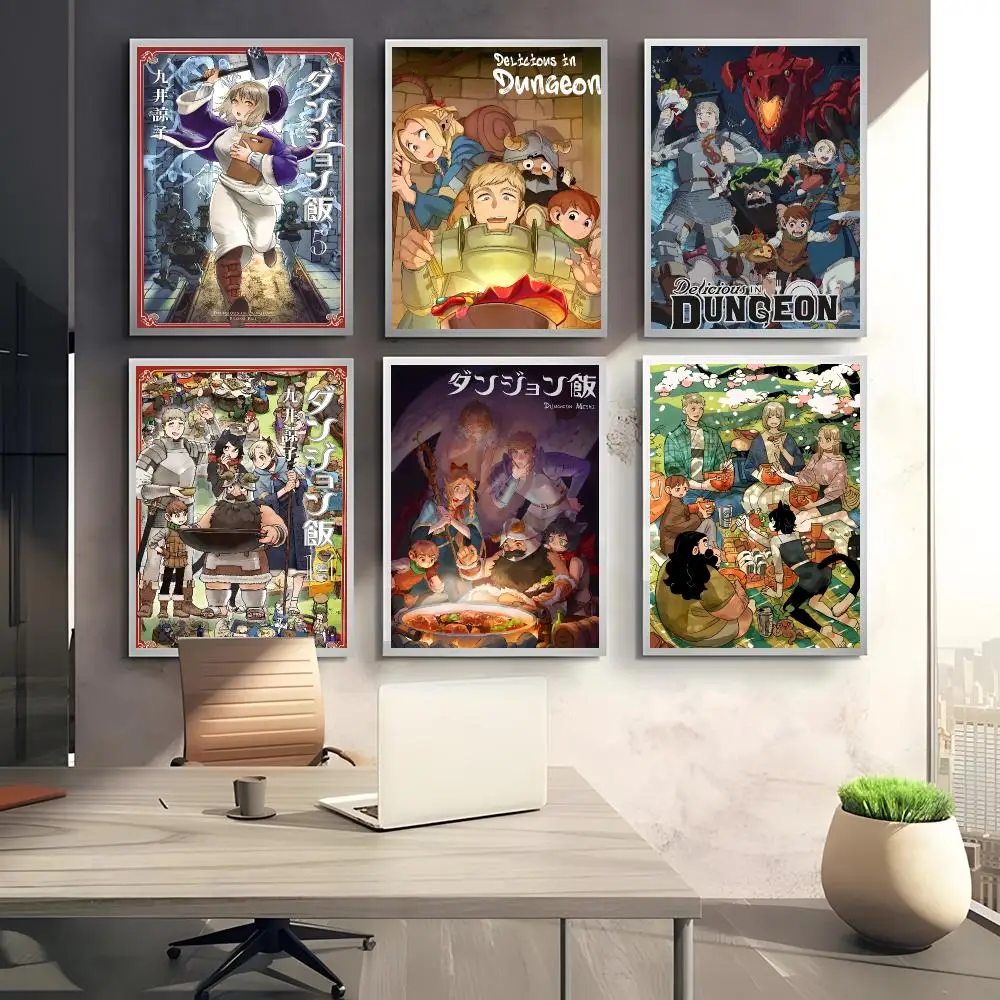 Fantasy Anime Delicious in Dungeon Poster Self-adhesive Painting Wall Art Paper Home Decor for Bedroom Living Room Cafe