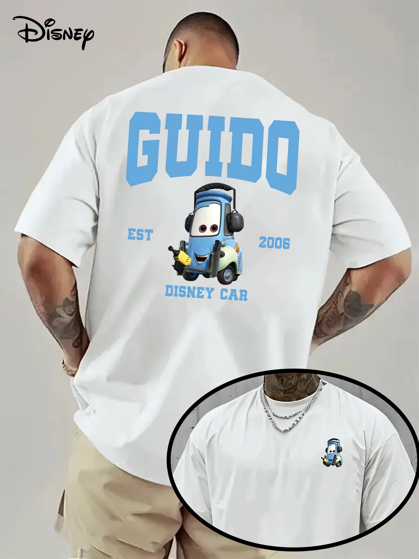 2025 ديزني كارز 2006 تي شيرت رجالي 100% قطن مطبوع، أسود قصير الأكمام كارتون عادية المتضخم الاتجاه تي شيرت للجنسين #1