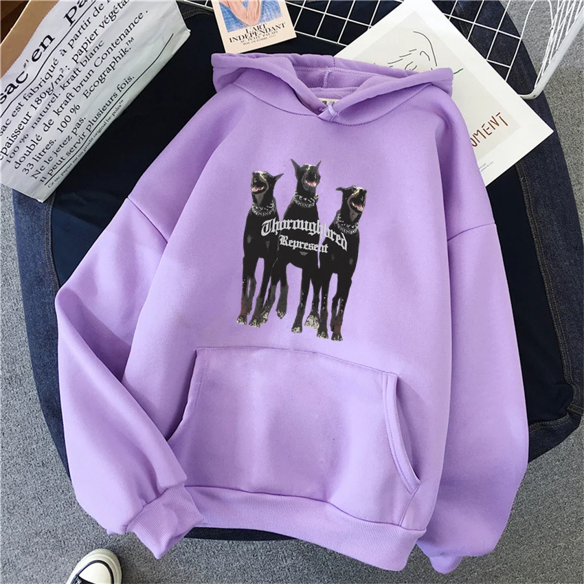 Rottweiler Doberman Hip Hop donna felpe in pile autunno donna Casual Pullover Harajuku Streetwear maschile felpa con cappuccio abbigliamento Unisex