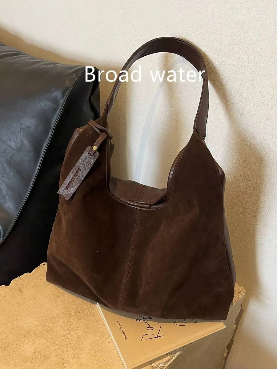 

Brown Suede Oversized Slouchy Shoulder Tote Bag for Women