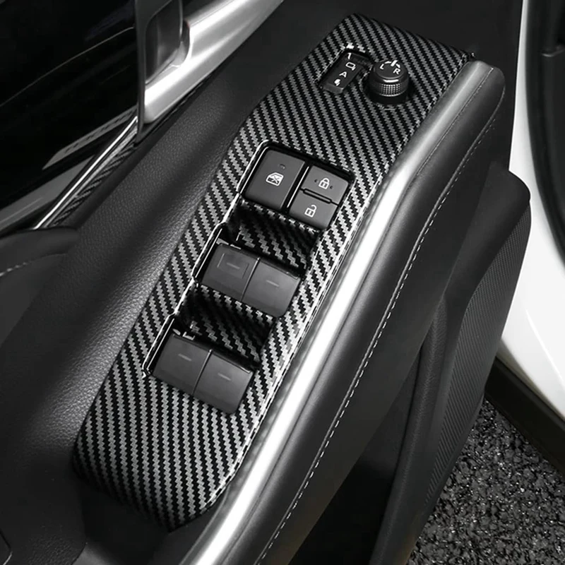 Car Window Switch Panel Cover Trim For Toyota Highlander 2020-2024 LHD North American Version Accessories Carbon Fiber image 5