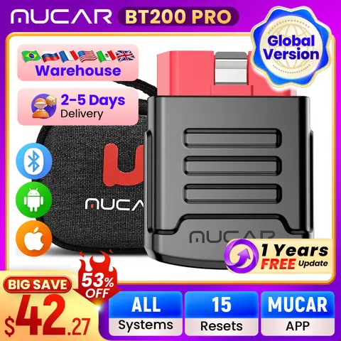 MUCAR BT200/BT200 PRO Bluetooth Car Diagnostic Tool Oil IMMO SAS 15 Reset OBD2 Scanner Auto Code Reader for Full System Diagnose