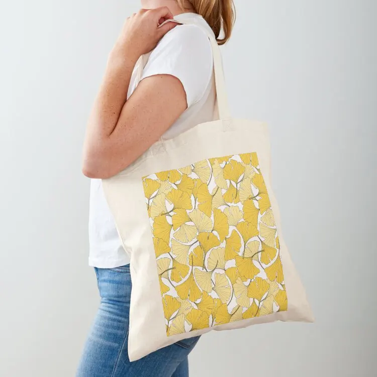 

Ginkgo Leaves - Autumn Yellow Tote Bag Women bags Fabric bag Lady bags foldable reusable bag